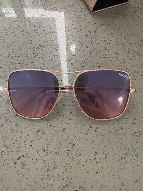 Quay Australia Rose Gold Frame Sunglasses with Purple-Pink Gradient Lenses